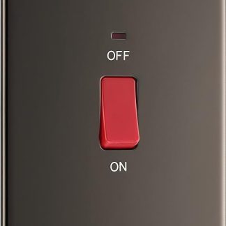 BG Electrical FBN72 SCREWLESS FLAT PLATE BLACK NICKEL 45A DOUBLE POLE SWITCH WITH INDICATOR DOUBLE PLATE