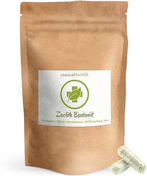 Zeolite Bentonite Capsules (Mix 80/20) – 100 à 600 mg – 100% Pure Natural – No Nanos – No Additives and Additives