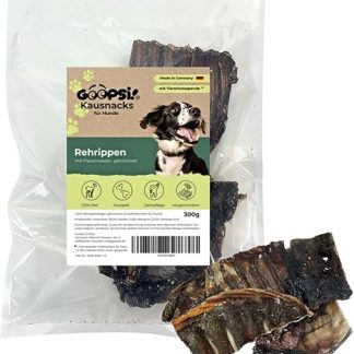 GOOPSI Dried Rehrippen Dog 300 g, Split, Natural Chew Item Dog Untreated with Meat Leftovers, Chewing Fun for Dogs, Made in Germany
