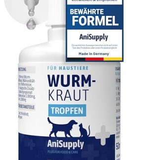 Animal Supply Worm Herb Liquid Drops Liquid 50 ml, Worm Treatment Secondary for All Pets, Dogs, Cats, Natural Formula, Worm Agent Secondent, No Anthelmintic