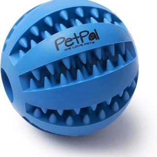 PetPäl dog ball with dental care function knobs dog toy made of natural rubber, robust dog ball diameter 7 cm, dog toy ball for large and small dogs, chew toy made of natural rubber for treats, 7cm, blue