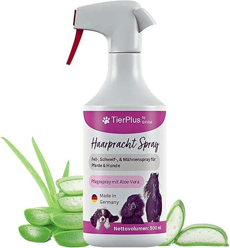 TierPlus Haarpracht Spray for Horses & Dogs, 500 ml Spray Bottle, Coat, Tail & Mane Spray, Care Spray for Silky Shine, Easy Combing & Detangling, Naturally Skin-Friendly Care