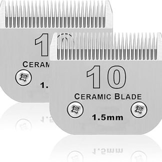 BESTBOMG Heiniger/Moser Max45/Andis/Oster A5 Grooming Replacement Blades for Dogs, Size 10# 1/16 Inch (1.5 mm) Cutting Length, Pack of 2