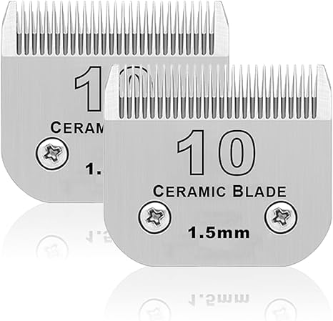 BESTBOMG Heiniger/Moser Max45/Andis/Oster A5 Grooming Replacement Blades for Dogs, Size 10# 1/16 Inch (1.5 mm) Cutting Length, Pack of 2