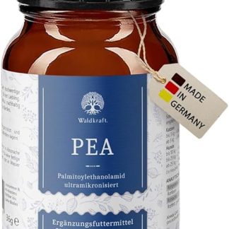 Waldkraft PEA Powder for Dogs and Cats, 98% Palmitoylethanolamide, Ultramicronised for High Bioavailability, High Purity, No Additives, 36 g in Light-Protecting Brown Glass