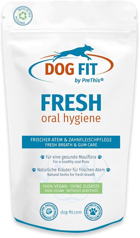 DOG FIT by PreThis FRESH for dogs | Prevent mouth odor with 16 herbs | Fresh breath for dogs | ISO Certified!