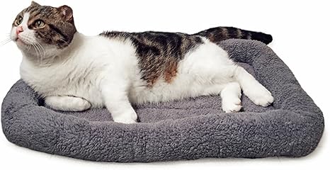 Namsan Cat Bed, Dog Bed, Soft Cat Cushion, Plush Heat Mat for Small Dogs, Cats, Rabbits, 56 cm x 41 cm, Grey