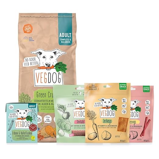VEGDOG Green Power Tasting Bundle with Hypoallergenic Complete Food and Snacks, Starter Pack