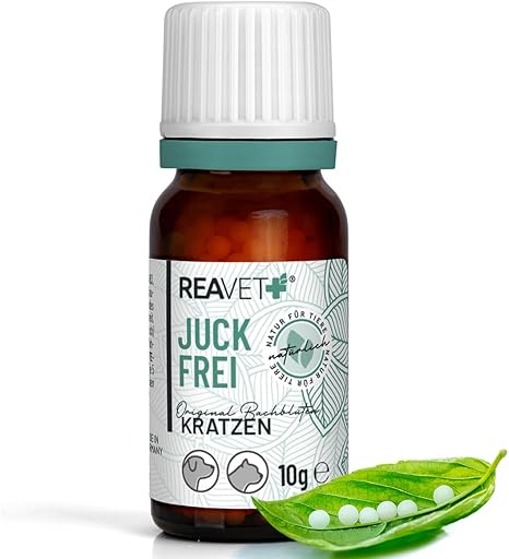 ReaVET Bach Flower Globules for Dogs and Cats - Itch-Free 10 g I Bach Flowers for Itching, Dandruff & Mite Infestation I According to Dr. Bach I For Natural Support in Unusual Situations