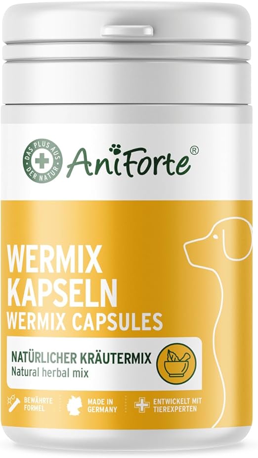 AniForte WermiX for Dogs, 50 Capsules - Natural Dewormer, Natural Product During and After Worm Infestation, Natural, Pure, Chemical-Free