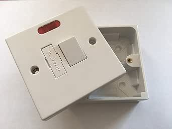 Agagadgets White 13A Switched Fused Spur with Neon Indicator and 25mm Back Box Pattress