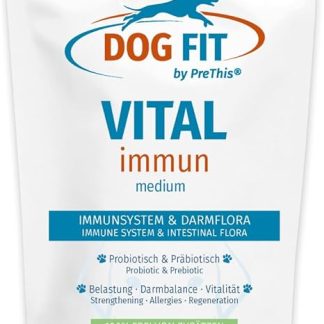 DOG FIT by PreThis® Vital Immune for Dogs I With Colostrum, Agaricus Blazei Murrill, Rosehip Extract, Shilajit, Propolis I No Artificial Additives I Medium 10-25 kg