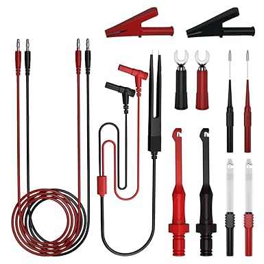 CZJZDZ 13 Pieces 4mm Banana PlugTest Leads Kit Electrical Test Probes Digital Set Alligator Clips Fully Insulated Test Pliers Test Pliers for Rear Probe