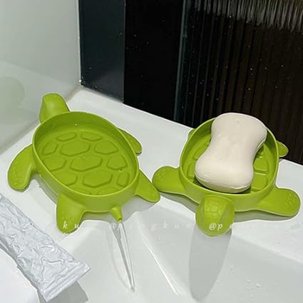 HEEPDD Bathroom Soap Dish, Turtle Shape Soap Holder, Self-Draining Soap Holder, Decorative Soap Dish for Bathroom, Laundry, Kitchen Accessories, Nan (Green)