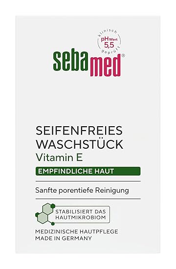Sebamed Soap Free Wash 50 g, Practical Travel Size for Travel, with Vitamin E, for Soap Free Cleaning of Sensitive Skin, Suitable for Hands, Face and Body Cleansing