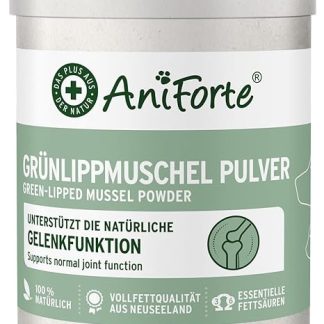 AniForte Green-lipped mussel powder for dogs and cats, 100 g, comparison winner 2023, joint powder in full fat quality, supports joints and agility, green-lipped mussel powder with high acceptance