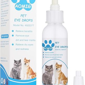 Aomig Eye Drops for Dogs, Cats, 50 ml, Eye Care for Pets, 100% Natural Eye Spray Dogs & Cats for Cleaning Eye Discharge, Removal of Foreign Bodies, Tear Stains and Inflammation (A)