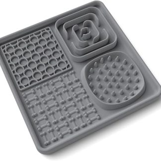 AODALIY Silicone Licking Mat for Dogs Cats [BPA Free] + [Upgrad Extra Large Suction Cup] Lick Mat Dog Slow Feeder, Dog Lick Mat Pet Feeding Mats for Dog Treats and Cat Food (Grey)