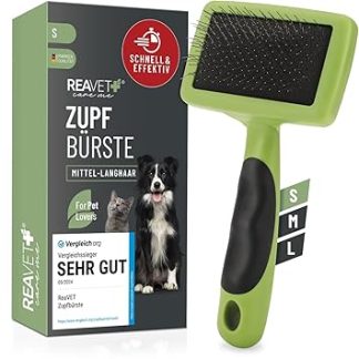 TESTURTEIL SEHR GUT 05/24 ReaVET Dog Brush, Cat Brush, Slicker Brush for Long Hair Dogs & Cats I Small Breeds I Gently Removes Undercoat, Tangles & Knots I Pet Brushes