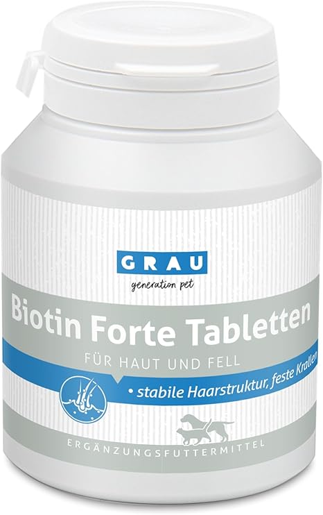 GRAU - The Original Biotin Forte Tablets, Smooth Fur and Strong Claws for Dogs and Cats, Pack of 1 (1 x 100 Pieces), Supplementary Feed for Dogs