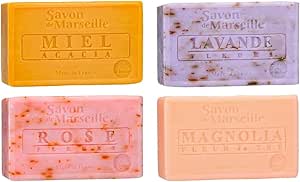 Marseille Soap 4 x 100 g in Fragrances Honey Lavender Rose Magnolia