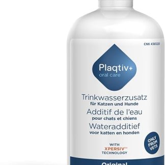 Plaqtiv+ Drinking Water Additive | 500 ml Bottle | Care Product for Dogs and Cats | To Support Dental Care and Mouth Hygiene | Can Inhibit the Formation of Tartar