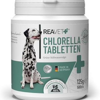 ReaVET Chlorella Tablets for Dogs Pack of 500 - High Dose Food Grade Microalgae Supports Skin & Coat, Chlorella Algae Tablets Lots of Protein