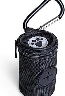 iGadgitz Home U7168 Fabric Waste Bag Dispenser for Dogs, Dog Waste Bag Dispenser, Dog Bags Dispenser with Snap Hook - Black