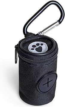 iGadgitz Home U7168 Fabric Waste Bag Dispenser for Dogs, Dog Waste Bag Dispenser, Dog Bags Dispenser with Snap Hook - Black