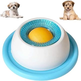 Dog Licking Bowl, Slow Feeder Dog, Silicone Lick Sphere Feeding Bowl for Dogs and Cats, Interactive Toy with Integrated Rolling Ball for Liquid and Semi-Moist Fut, Boredom Reducer