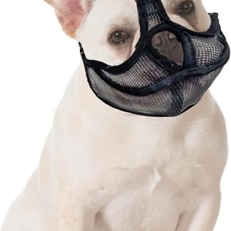 French Bulldog Muzzle for Dogs with Flattened Dog Muzzle with Short Snout Mask for Dogs with Short Snout Anti Biting Chewing Barking with Adjustable Mesh Head Strap