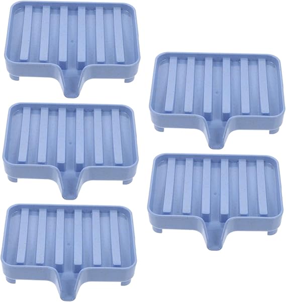 Holibanna Pack of 5 Soap Dish Soap Container Water Drain Soap Holder with Drip Tray Bathroom Accessories Soap Stand Drain Soap Holder Soap Holder for Home PP Blue