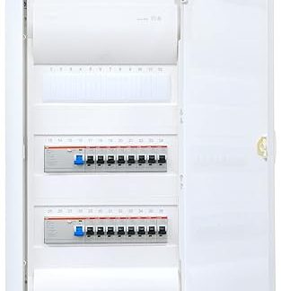 Hager Cavity Wall Distributor 3 Rows VH36NC Ready for Connection Wired with Terminal Block Assembly ABB 2x FI 4-Pin + 16x LS B16A