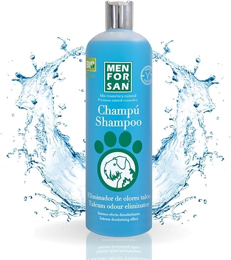 MENFORSAN Odour Eliminating Dog Shampoo, Eliminates Bad Odours from Fur Talcum Blue 1L