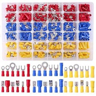 Glarks 540pcs 22-16 / 16-14 / 12-10 Gauge Mixed Quick Disconnect Electrical Insulated Butt Bullet Spade Fork Ring Solderless Crimp Terminals Connectors Assortment Kit by Glarks