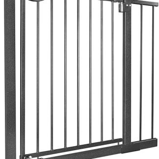 XMTECH Door Safety Gate No Drilling Stair Gate for Children 85-95 cm Wide, Auto-Close Baby Door Gate Stairs Barrier with Pressure Attachment, Safety Gate, 180° Two-Way Opening, Black
