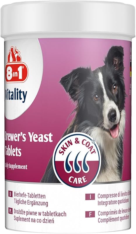 8in1 Brewer's Yeast Tablets - Unique Combination of Vitamins for All Dogs, Supports Skin and Coat Care, 1 Tin (260 Tablets)