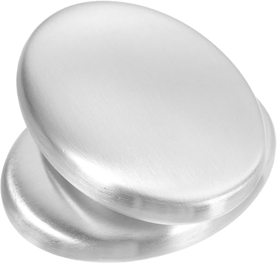 Pack of 2 Deodorising Soap for Odour Removal, Hand Cleaning Soap, Soap Pieces Made of Metal, Reusable Soaps, Safe Soap, Stainless Steel, Silver