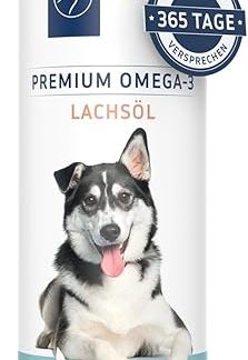 PetFokus Premium Omega-3 Salmon Oil for Dogs - 100% Pure Oil, Delicious Flavour, for All Breeds and Ages - Made in Germany