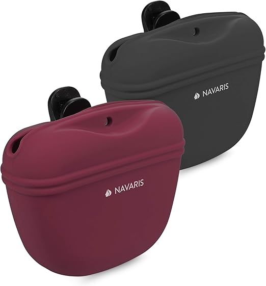 Navaris Dog Food Bag, Silicone, Set of 2 x Snack Bags with Clip and Magnet, Food Bag, Treats, Dry Food, Wet Food
