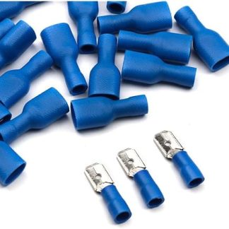 Xihe Cable Connector 50 / 20pcs 6.3mm 16-14AWG Female Male Electrical Wiring Connector Insulated Crimp Terminal Spade Blue FDFD2-250 MDD2-250 (Color : 20pcs 10pairs)