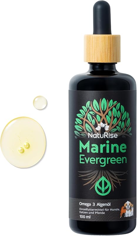 NatuRise® Omega 3 Vegan - Pets - Dogs, Cats, Horses - 100% Algae Oil - 100% Algae Flavour - 1822mg DHA & EPA - 100ml - Laboratory Tested - Triglyceride Shape - Pipette with Dosing Scale - UV Glass