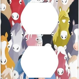 Dekorative Wandplatte für Steckdosen, bunte Cartoon-Pferde, Lichtschalterabdeckung, Hitze- und Lichtbeständigkeit, 11,4 x 7 cm