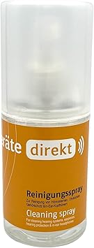 DIREKT Cleaning Spray - 100 ml Pump Bottle with Atomiser - For Hearing Aids, Earpieces, Hearing Protection & In-Ears - Gentle & Thorough Cleaning