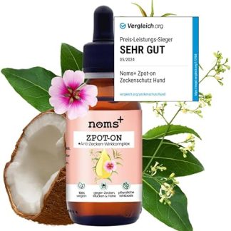 Noms+ Zpot-on tick agent for dogs, yearly supply, spot on with plant-based active ingredients and saltidine, against ticks, mites, fleas, sand mosquitoes