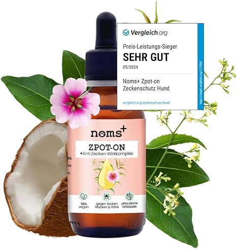 Noms+ Zpot-on tick agent for dogs, yearly supply, spot on with plant-based active ingredients and saltidine, against ticks, mites, fleas, sand mosquitoes
