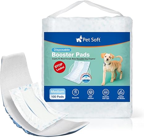 Pet Soft Disposable Dog Nappy Liners, Pack of 100, Dog Nappy Liners for Male and Female Dogs, with Leak-proof Protection, Highly Absorbent Dog Liners, Booster Pads for Dog Nappies (M-100)