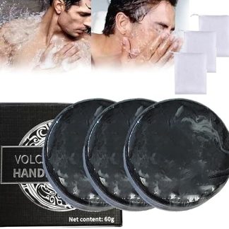 Natural Volcanic Mud Soap Facial Exfoliating Soap Face Scrub with Activated Carbon Exfoliating Moisturizing Soap Black Soap with Foam Mesh for Men and Women