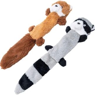 JOYELF Plush Squeaky Dog Toy, Cuddly Toys for Dog, Fox and Raccoon with Crinkle Paper