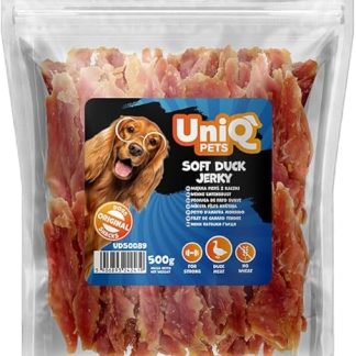 UniQ Pets Dog Treats Soft Duck Breast Fillet Stripes Gluten Free for Large Dogs 500 g